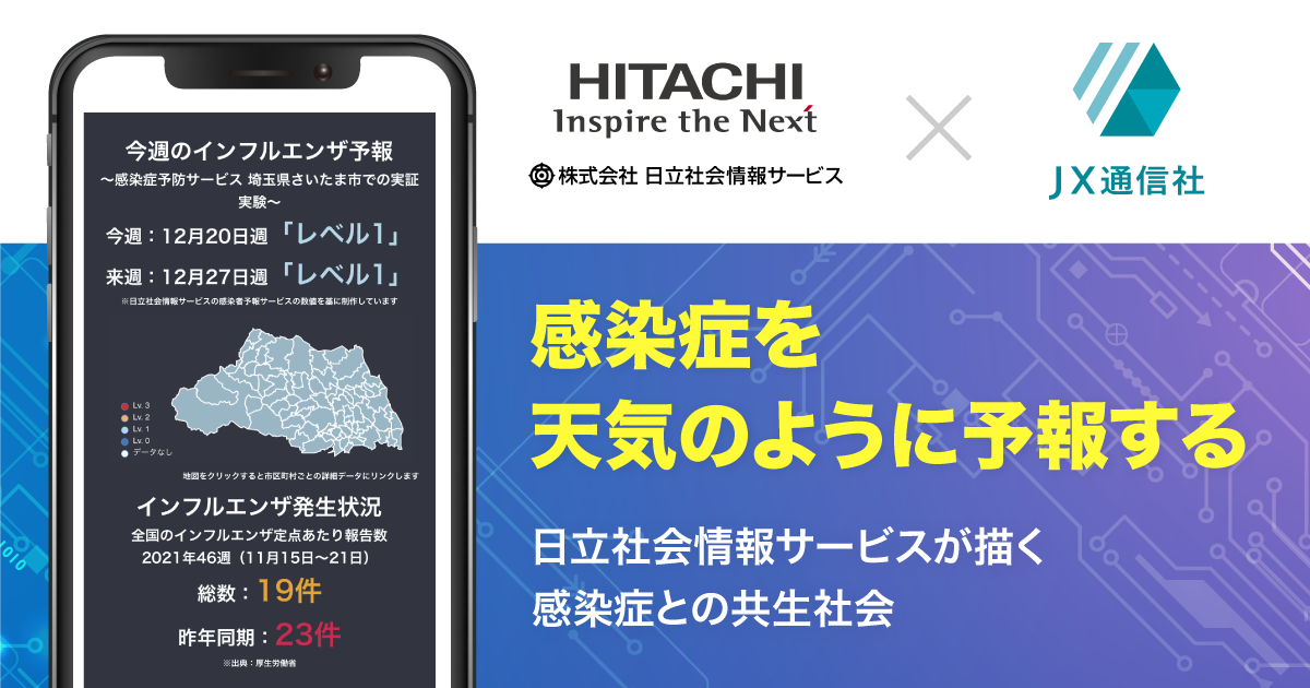 JX通信社と日立社会情報サービス、「予報をもとに感染症を予防するライフスタイル」実現に向けた協創を開始 〜AIでインフルエンザの流行予報〜 -  JX通信社